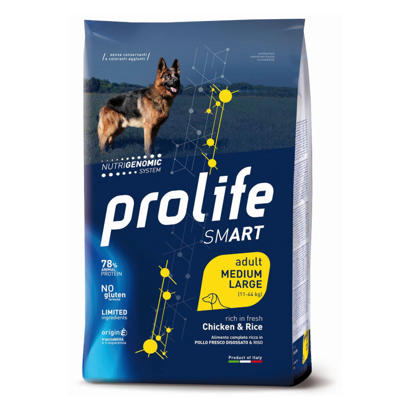 Prolife Medium/Large al Pollo e Riso da 2,5 kg - Crocchette per Cani Adulti Prolife Medium/Large al Pollo e Riso da 2,5 kg - Crocchette per Cani Adulti